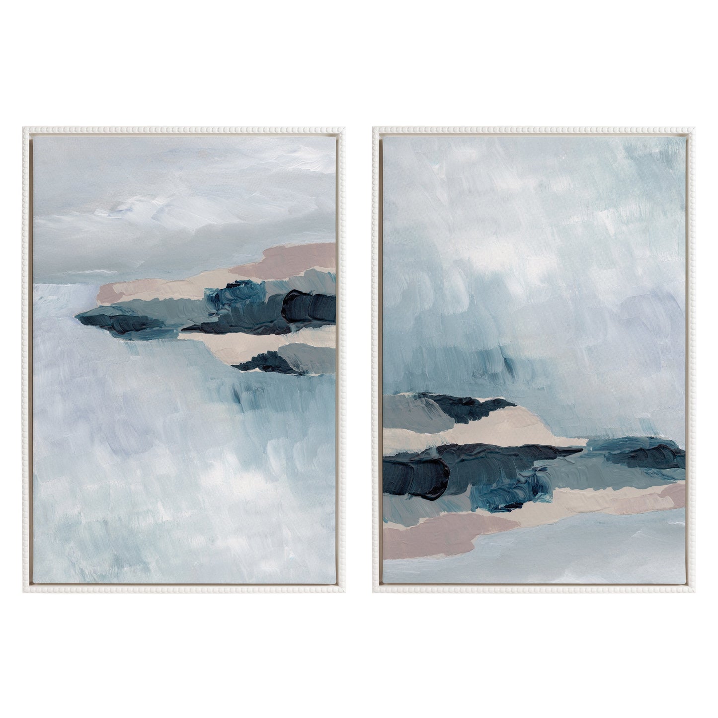Abstract Coastal Ocean Waves 2-Piece Framed Canvas Art Set
