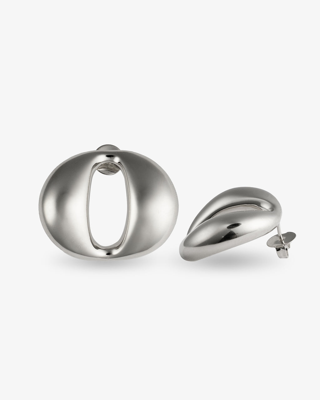 Olivia Sculptural Oval Opened Gold Statement Earrings