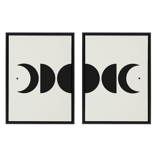 Sylvie Modern Geometric Moon Phases Framed Canvas Set by The Creative Bunch Studio