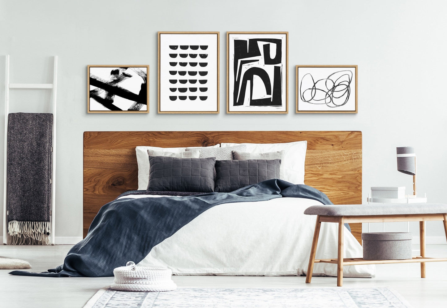 Sylvie Modern Abstract Framed Canvas Set