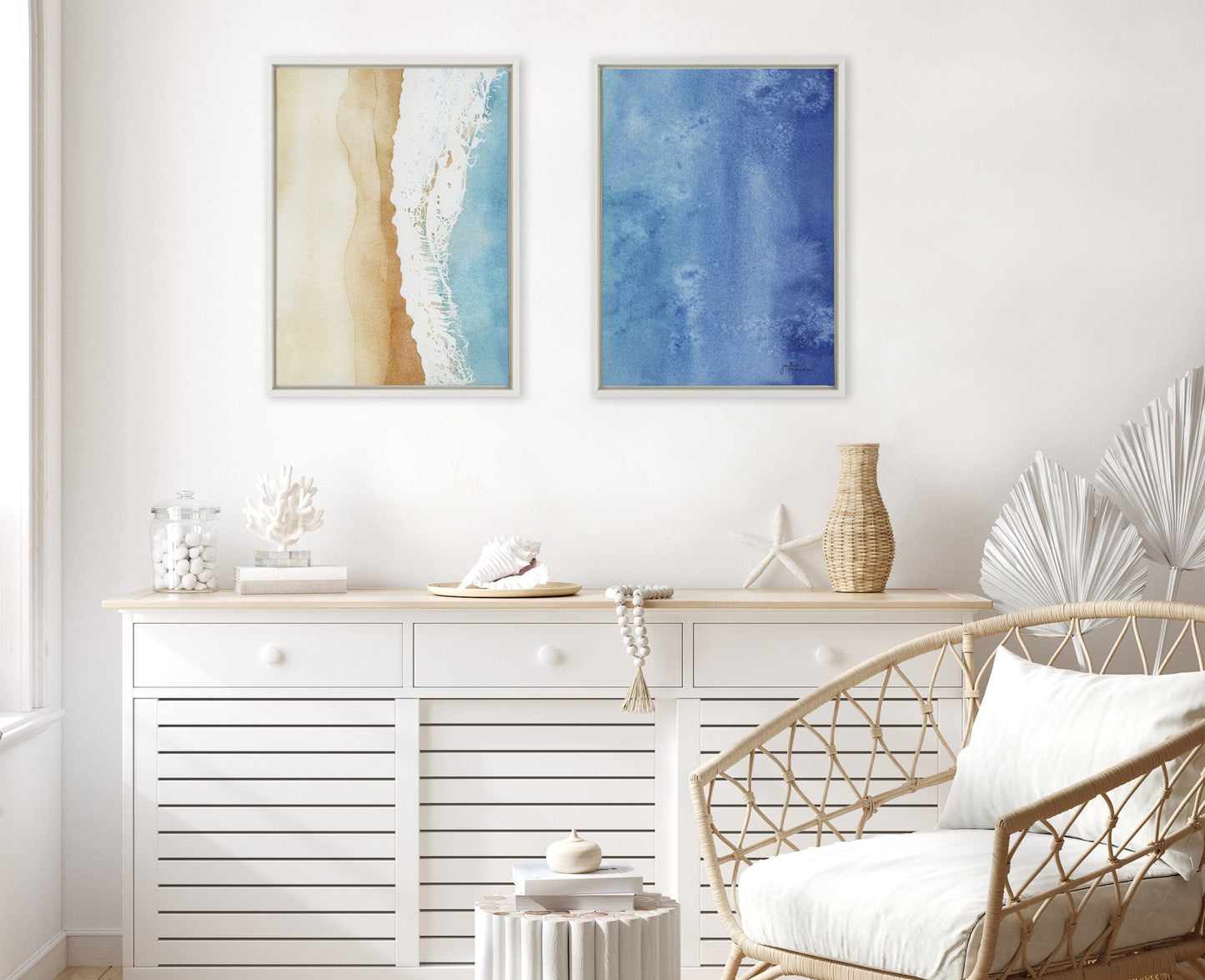 Ocean Wake 1 and 2 Framed Canvas by Julie Maida