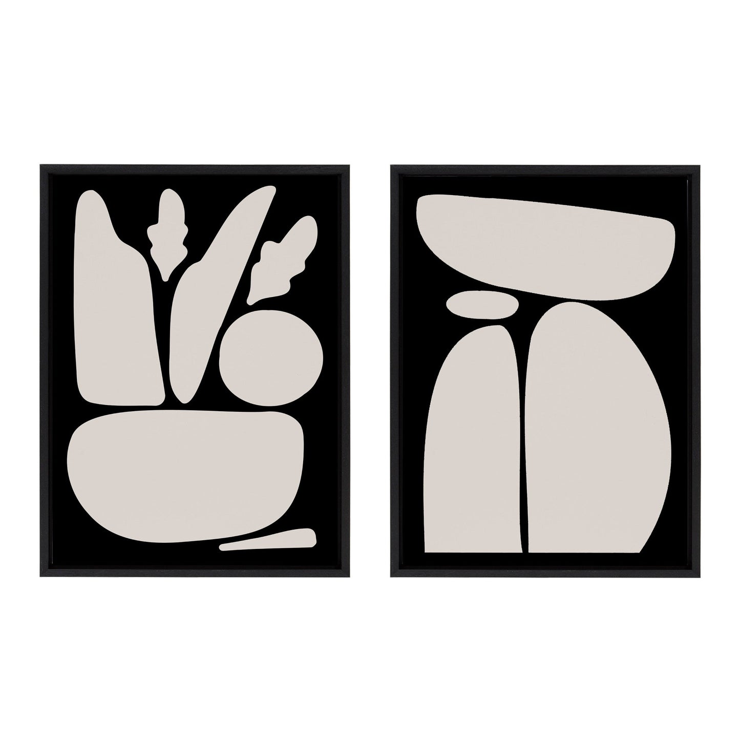 Sylvie Zen Botanical Rock Framed Canvas Set by The Creative Bunch Studio