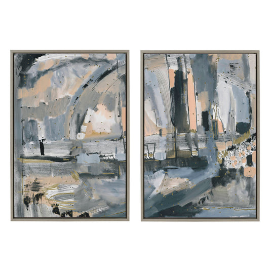 Sylvie Harbor Nights Set No 1 and Harbor Nights Set No 2 Framed Canvas Set by Leah Nadeau