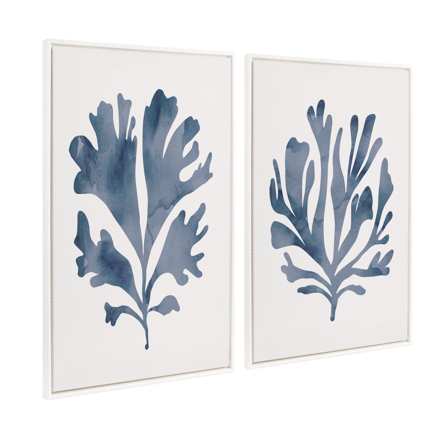 Neutral Coral Blue 1 and 2 Framed Canvas Art Set by The Creative Bunch Studio
