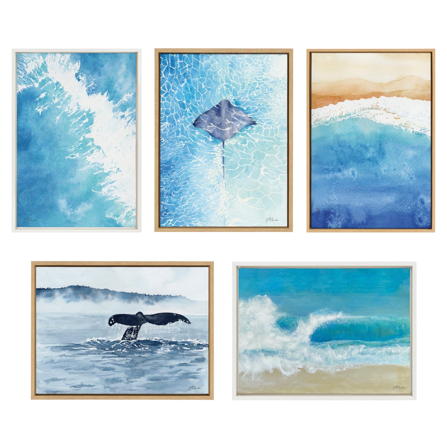 Ocean Wake 1 and 2 Framed Canvas by Julie Maida
