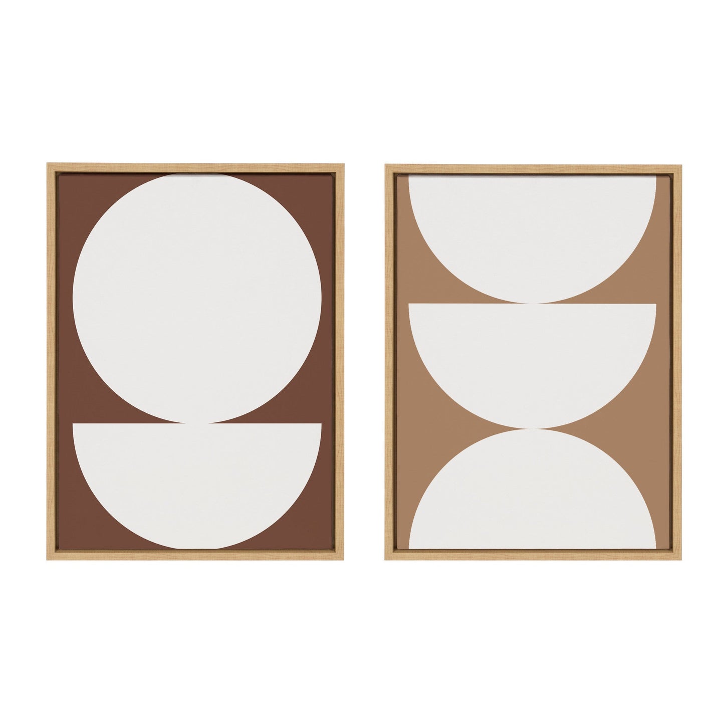 Sylvie Earthy Boho Geometric 1 Brown and Earthy Boho Geometric 2 Terra Cotta Framed Canvas by The Creative Bunch Studio