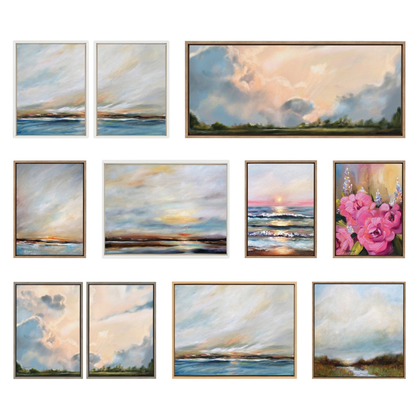 Clouds Triptych Framed Canvas Art Set by Mary Sparrow
