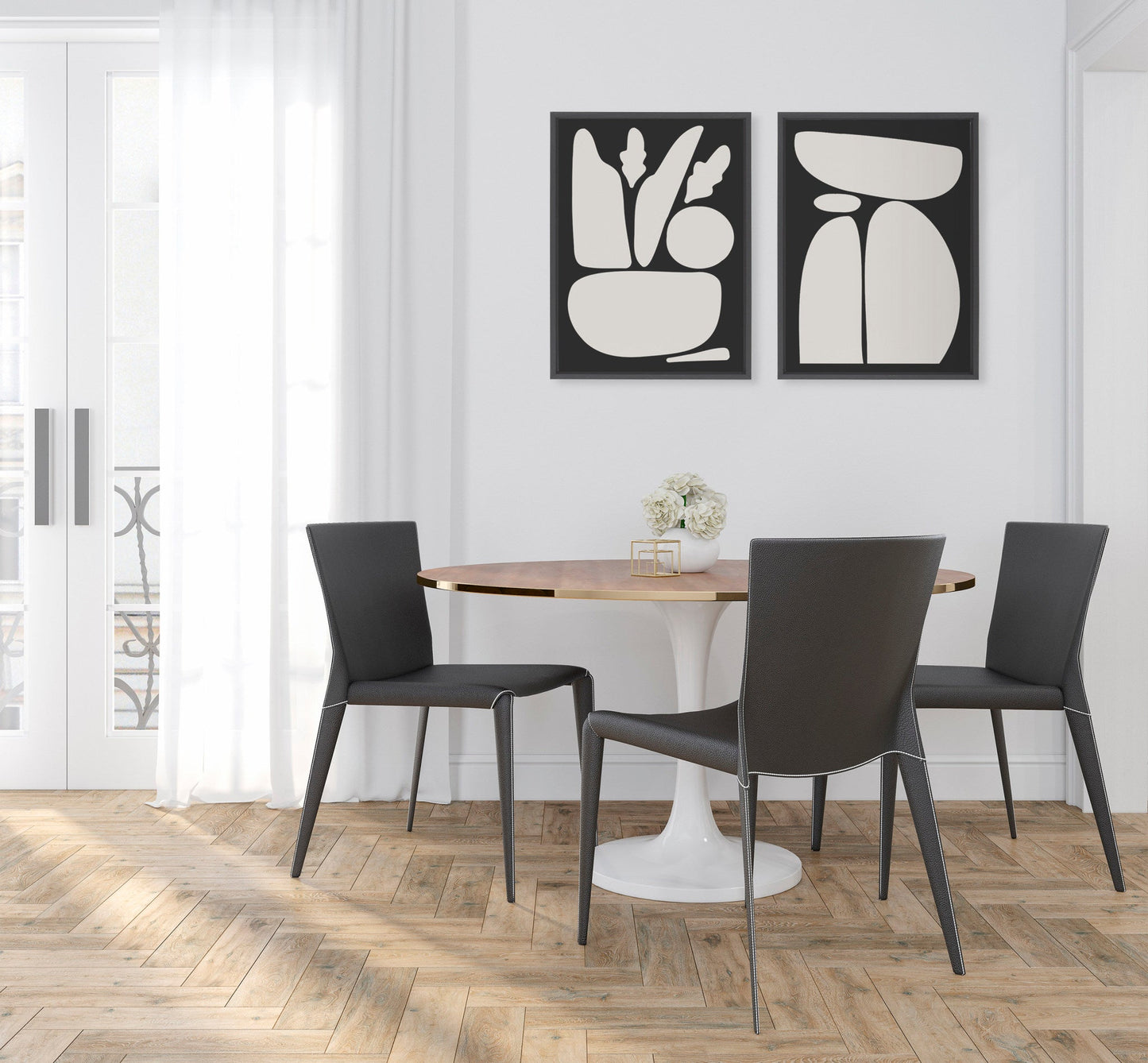 Sylvie Zen Botanical Rock Framed Canvas Set by The Creative Bunch Studio