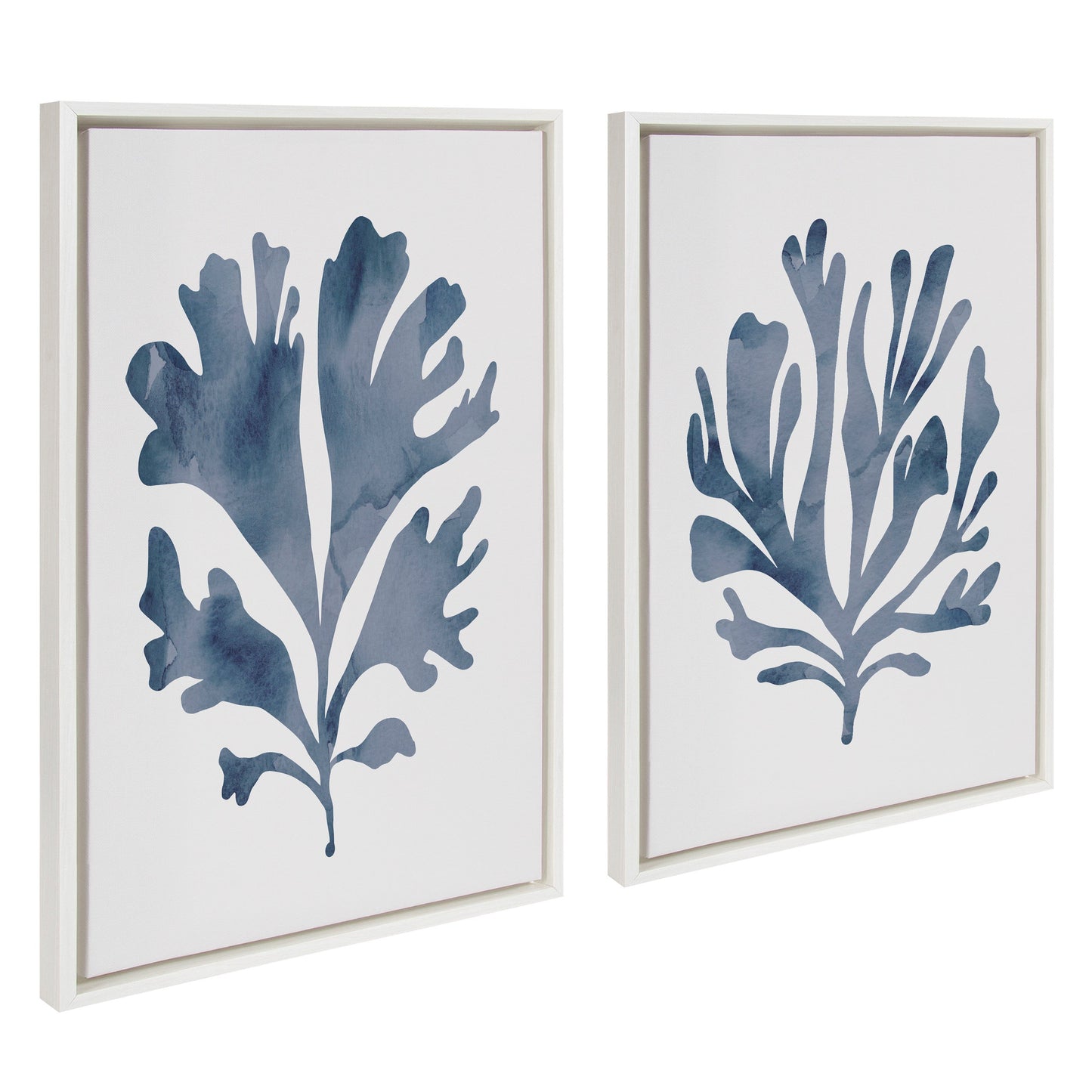 Neutral Coral Blue 1 and 2 Framed Canvas Art Set by The Creative Bunch Studio