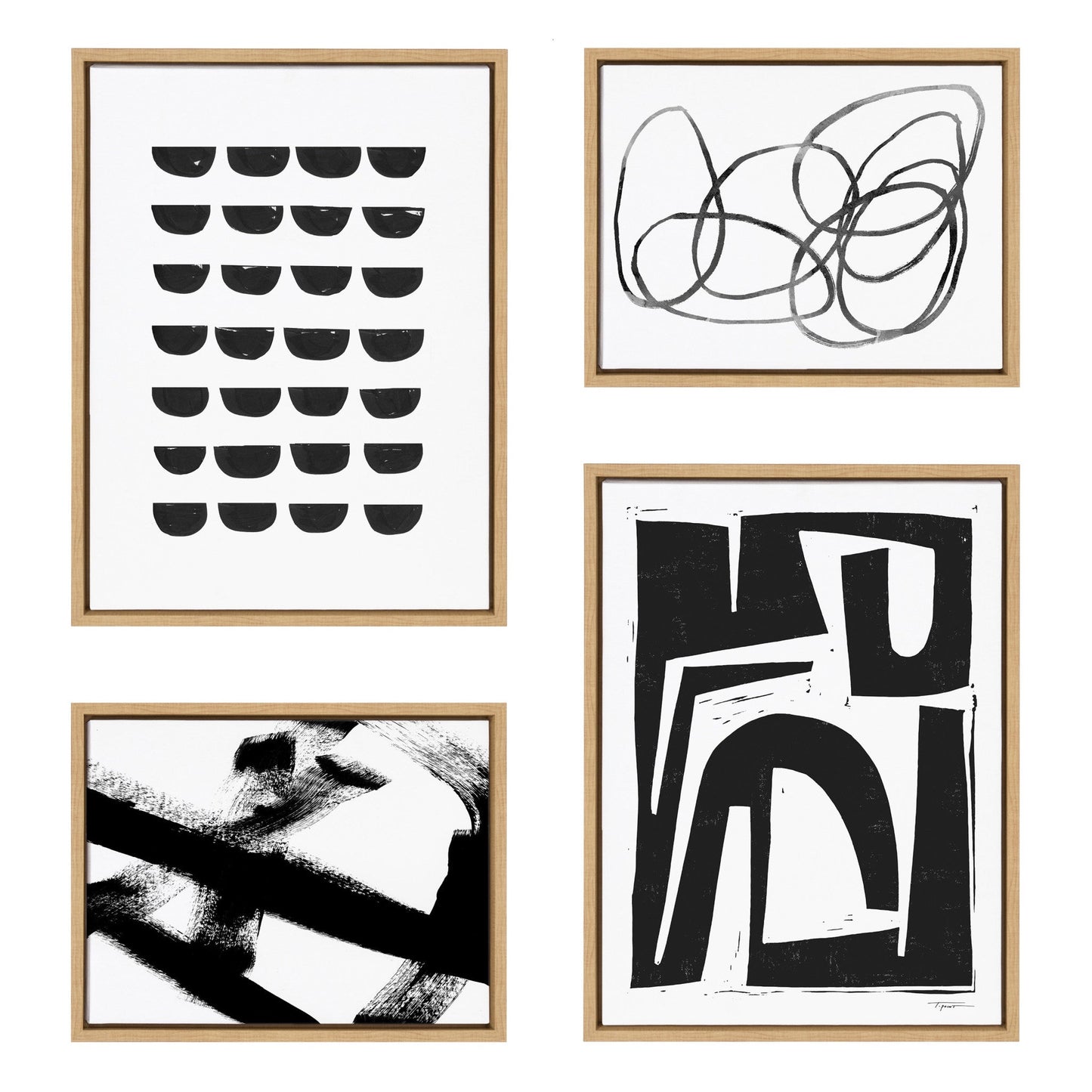 Sylvie Modern Abstract Framed Canvas Set