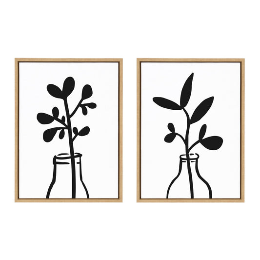 Sylvie Modern Botanical Framed Canvas Set by The Creative Bunch Studio