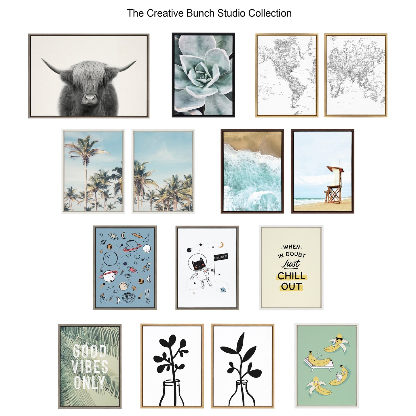 Sylvie Neutral Botanical 1 and 2 Framed Canvas Set by The Creative Bunch Studio