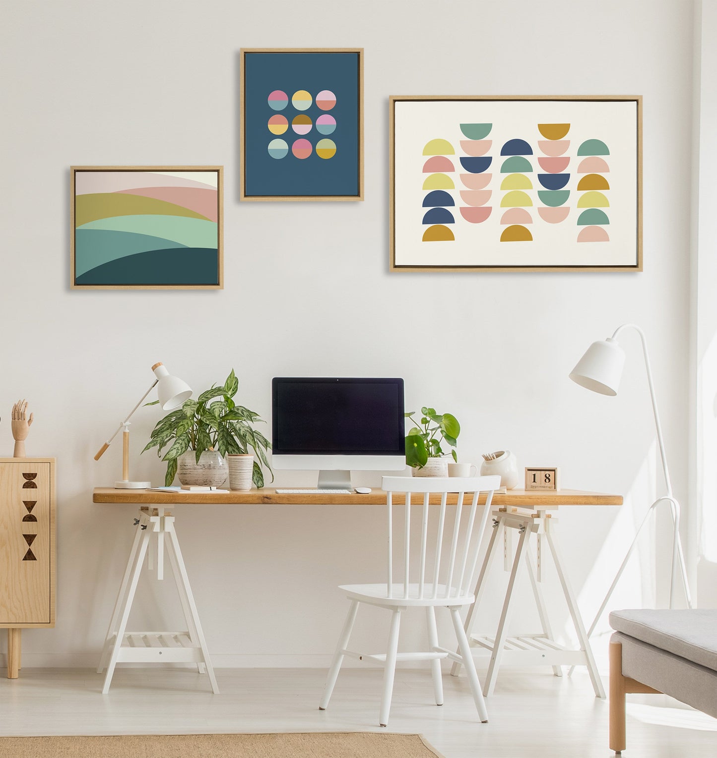 Sylvie Abstract Shapes Framed Canvas Set by Apricot and Birch