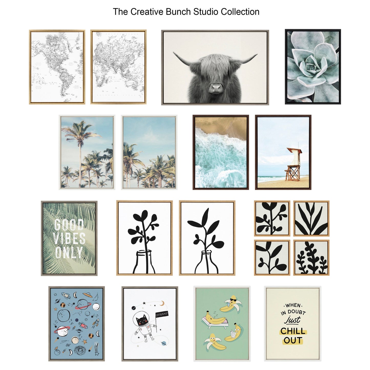 Sylvie Modern Botanical Framed Canvas Set by The Creative Bunch Studio