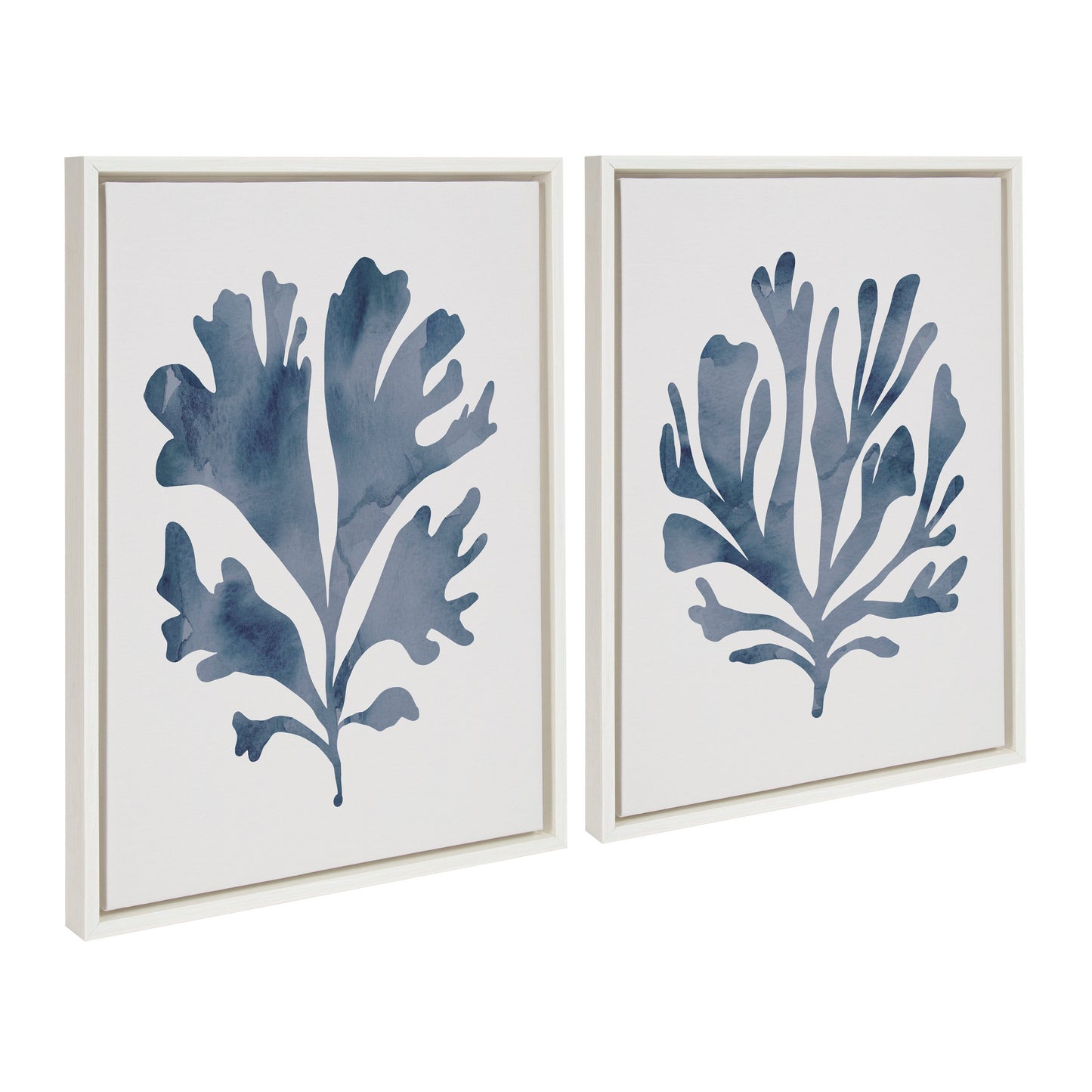 Neutral Coral Blue 1 and 2 Framed Canvas Art Set by The Creative Bunch Studio